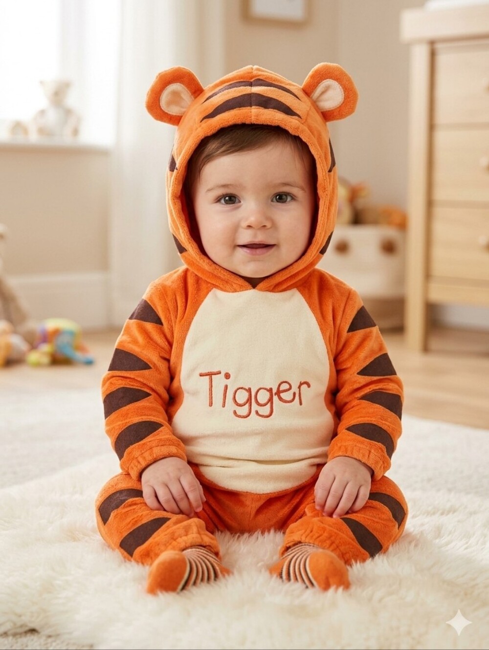 Kids Orange Tigger Plush Hooded Halloween Costume